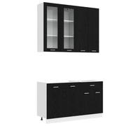 vidaXL Unità Cucina LYON 4 pcs Rovere Nero Legno ingegnerizzato, Mobile Da Cucina, Armadietto Moderno, Funzionale, Personalizzabile, Mensole Per Organizzare
