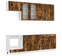 vidaXL Keukenblok LYON 8 st Gerookt eiken Bewerkt hout