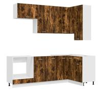 vidaXL Unità Cucina LYON 8 pcs Rovere Fumo Legno ingegnerizzato, Unità Cucina Elegante, Design Moderno, Soluzione Salvaspazio, Mobili Interni Regolabili, Stile Pratico