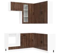 vidaXL Unità Cucina PORTO 8 pcs Rovere Marrone Legno ingegnerizzato, Unità cucina, mobile pratico, soluzione per storage, moderno, armadietto interni, multiuso