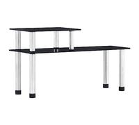 vidaXL Mensola da Cucina Ripiano per Cucina Piano Scaffale Scaffalatura Portaoggetti Soluzioni Salvaspazio Nera 45x16x26 cm in Vetro Temperato