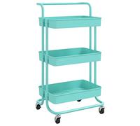 VidaXL Carrello da Cucina 3 Ripiani Turchese 42x35x85 cm Ferro e ABS