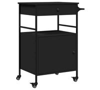 vidaXL Carrello da Cucina Nero 56x43x89,5 cm in Legno Multistrato