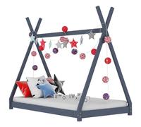 vidaXL Giroletto per Bambini a Doghe Design Casetta Decorativo Robusto Struttura Telaio Letto Arredi Cameretta 70x140 cm Grigio Legno Massello di Pino