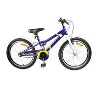 vidaXL Bicicletta per bambini da 18 pollici per 5-7 anni blu bianco, bici classica per bambini, bici di avviamento sicura, telaio in acciaio, sella regolabile, sistema di frenatura semplice