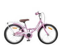 vidaXL Bicicletta per bambini da 18 pollici per bambini 5-7 anni, rosa chiaro, bici classica, manici regolabili, seduta ergonomica, ciclismo all'aperto, bici sicura, cambio singolo, impugnatura in