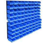 vidaXL Kit Contenitori di Stoccaggio 96 pz con Pannelli a Parete Blu