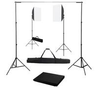 vidaXL Kit Studio Fotografico con Luci Softbox e Fondale Fari per Fotografia Faretti Illuminazione per Fotografi Set per Servizi Fotografici