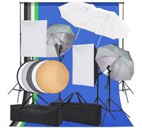 vidaXL Kit di Illuminazione per Studio Fotografico Foto Sfondo Luci Ombrelli