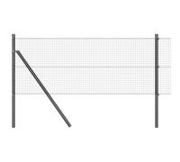 vidaXL Kit di pali in metallo grigio con rotolo di rete 25 x 0,4 m, design durevole e moderno, per recinzione esterna dei bordi del giardino