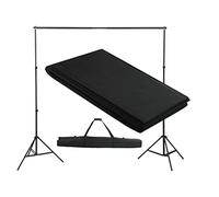 vidaXL Kit Sistema Portafondali con Fondale Nero 300x300 cm Sfondo Chroma Key