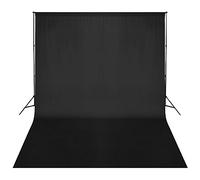 vidaXL Kit Sistema Portafondali con Fondale Nero 500x300 cm Sfondo Chroma Key