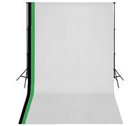 vidaXL Kit Studio Foto 3 Fondali in Cotone Nero Telaio Regolabile 3x5m Sfondo
