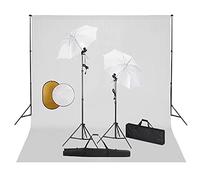 vidaXL Kit Studio Foto con Lampade Sfondo e Riflettore Kit di Illuminazione Fotografia Luce Studio Sistema di Sfondo Interno