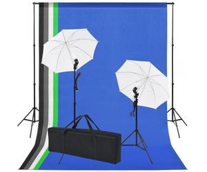 vidaXL Kit Studio Fotografico 2 Faretti + 5 Sfondi + Ombrello