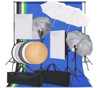 vidaXL Kit Studio Fotografico 2 Softbox + 5 Sfondi + 4 Ombrelli + Riflettore