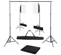 vidaXL Kit Studio Fotografico con 2 Luci Softbox + Sfondo Nero