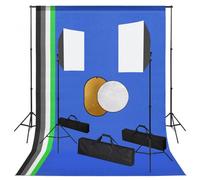 vidaXL Kit Studio Fotografico con Lampade + Sfondo + Riflettore