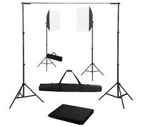 vidaXL Kit Studio Fotografico con Luci Softbox e Fondale Fari per Fotografia Faretti Illuminazione per Fotografi Set per Servizi Fotografici
