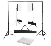 vidaXL Kit Studio Fotografico con Luci Softbox + Fondale Bianco
