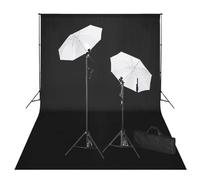 vidaXL Kit Studio Fotografico Fondale Nero 600x300 cm e Luci Sfondo Chroma Key
