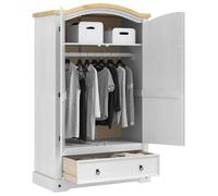 vidaXL Guardaroba con cassetto Bianco 101 x 52 x 170 cm Pino massello, Camera da Letto, Rettangolare, Design Durevole per spazi Moderni, per Un Riposo Confortevole, Materiali di qualità, Layout Versa