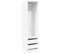 vidaXL Armadio Aperto con Cassetti e Scomparto con Appendiabiti Robusto Classico Elegante Guardaroba Bianco 50x50x200 cm in Multistrato