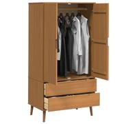 vidaXL Kledingkast MOLDE Caramel 90 x 55 x 175 cm Massief grenenhout