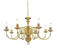 vidaXL Candelabro 8 Lampadine E14 Anticato Lampada da Soffitto a Sospensione Luce Pendente Base Metallo Dorato Gocce Acrilico Trasparente