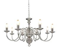 vidaXL Candelabro 8 Lampadine E14 Anticato Lampada da Soffitto a Sospensione Luce Pendente Base Metallo Argento Gocce Acrilico Trasparente