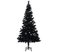 vidaXL Albero di Natale con Supporto Decorazione Natalizia Addobbi Feste Abete Pino Sintetico Festoni Ornamenti Pianta Artificiale Nero 180 cm PVC