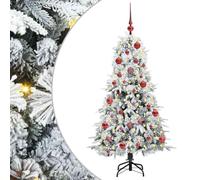 vidaXL Albero di Natale Artificiale con Rami Pieghevoli Bianco 150 cm, Albero di Natale a Cono Moderno, Decorazione USB Festiva, Luce Calda per Interni ed Esterni, Pezzo Natalizio Minimalista