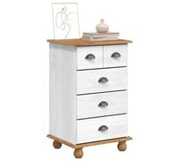 vidaXL Cassettiera ASKIM Bianco 45,8 x 40 x 79 cm Pino massello, Cassettone in Legno Rettangolare, Design Minimalista per Il Salotto, Organizer Robusto e Versatile