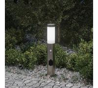 vidaXL Lampada a paletto con sensore e presa 50 cm Acciaio Inox IP44