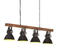 vidaXL Lampada a Sospensione Industriale Nera E27 Legno di Mango