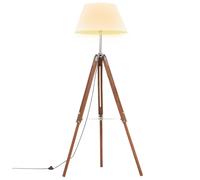 vidaXL Lampada a Treppiede Marrone e Bianco in Legno di Teak 141 cm
