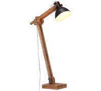 vidaXL Lampada da Pavimento Nera in Legno Massello di Mango E27