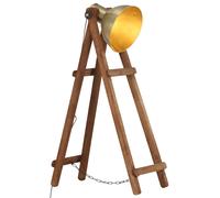 vidaXL Lampada da Pavimento Ottone E27 in Legno Massello di Mango