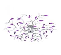VidaXL Lampada da Soffitto Foglie di Vetro 5xE14 Viola/Bianco