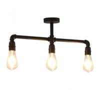 vidaXL Lampada da Soffitto Nera 3 Lampadine E27