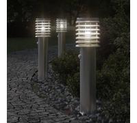 vidaXL Lampada da Terra per Esterni Sensore Argento 60 cm in Acciaio