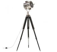VidaXL Lampada da terra treppiede in legno massello E27 165 cm manico/nero