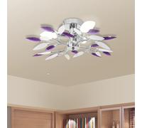 vidaXL Lampada da Soffitto Foglie Bianco e Viola Cristallo Acrilico Lampadario