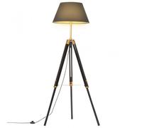 vidaXL Lampada Treppiede in Legno Massello di Teak Nera e Oro 141 cm