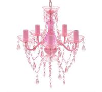 vidaXL Lampadari Vetro lampadario Cristalli Artificiali Rosa 5 luci