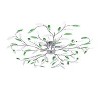 vidaXL Lampadario con Foglie e Bracci per 5 E14 Luci da Interno Plafoniera Lampada Soffitto Illuminazione in Cristallo Acrilico Verde