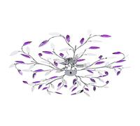 vidaXL Lampadario con Foglie e Bracci per 5 E14 Plafoniera Lampada Soffitto Illuminazione Luci da Interno in Cristallo Acrilico Viola
