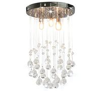 vidaXL Lampadario con Perle di Cristallo a Sfera 3 Lampadine G9 Lampada Soffitto Luce Pendente Base Metallo Argento e Acrilico Trasparente