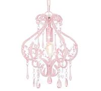 vidaXL Lampadario con Perle di Cristallo Rotondo 1 Lampadina E14 Lampada Soffitto Luce Pendente Base in Metallo Rosa Gocce Acrilico Trasparente