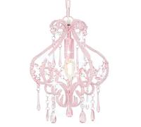 vidaXL Lampadario con Perle di Cristallo Rotondo 1 Lampadina E14 Lampada Soffitto Luce Pendente Base in Metallo Rosa Gocce Acrilico Trasparente